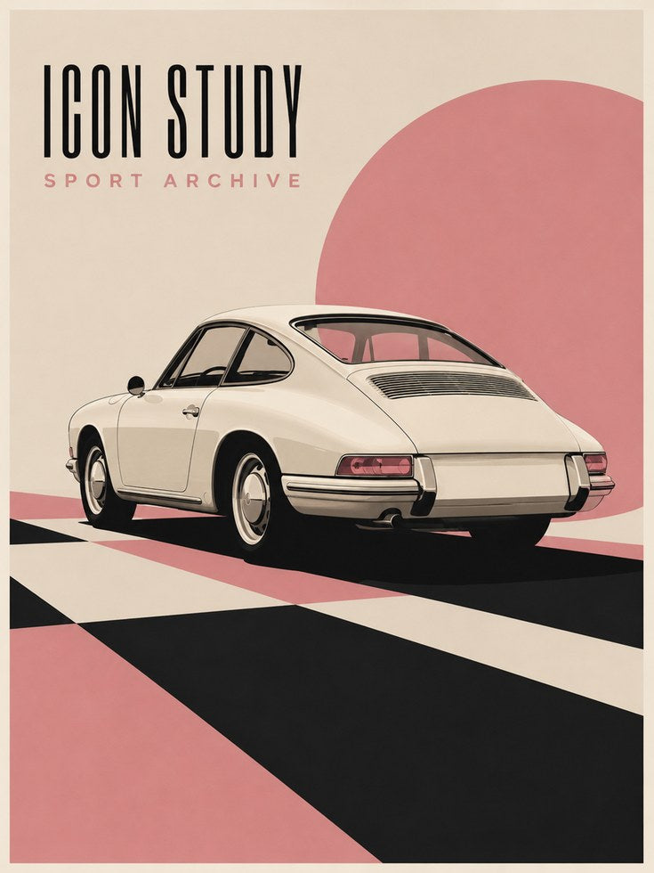 Retro Porsche Print – Cream 911 - artwork on paper