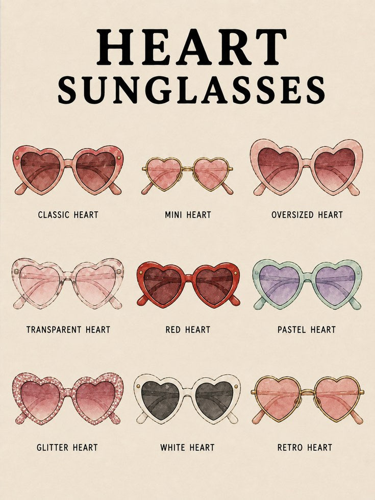 Heart Sunglasses Print — Retro Fashion Illustration - artwork on paper