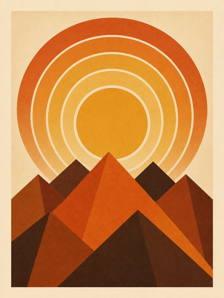 Retro Mountain Wall Art - artwork on paper