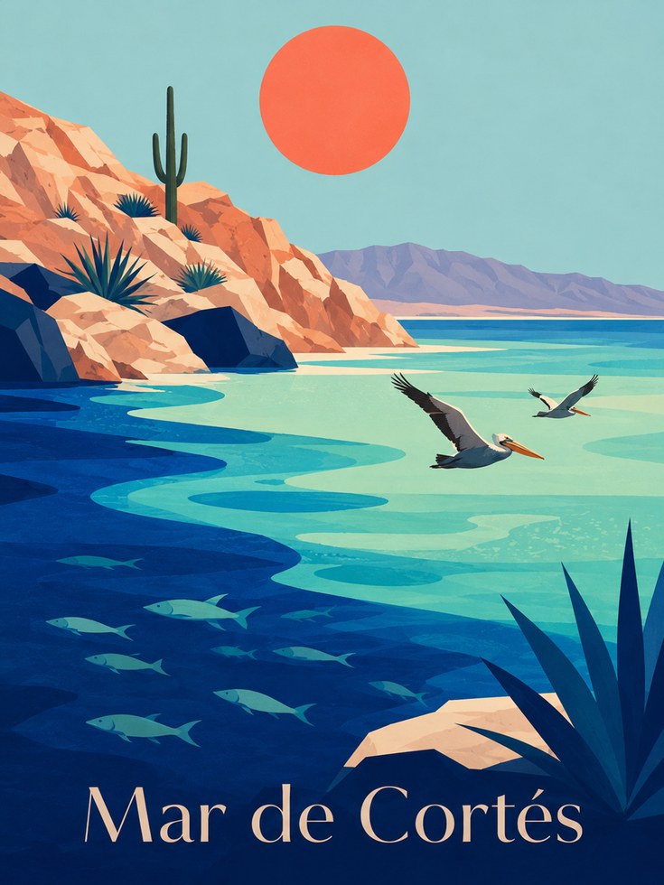 Coastal Travel Poster – Beach Wall Art - artwork on paper