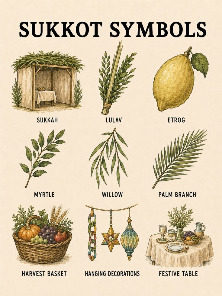 Sukkot Wall Art: Botanical Symbols - artwork on paper