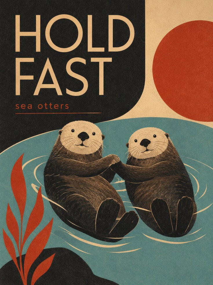 Sea Otter Art Print — Vintage Retro Illustration - artwork on paper
