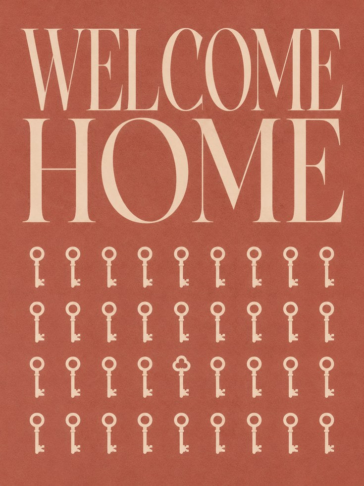 Welcome Home Wall Art – Vintage Key Design - artwork on paper