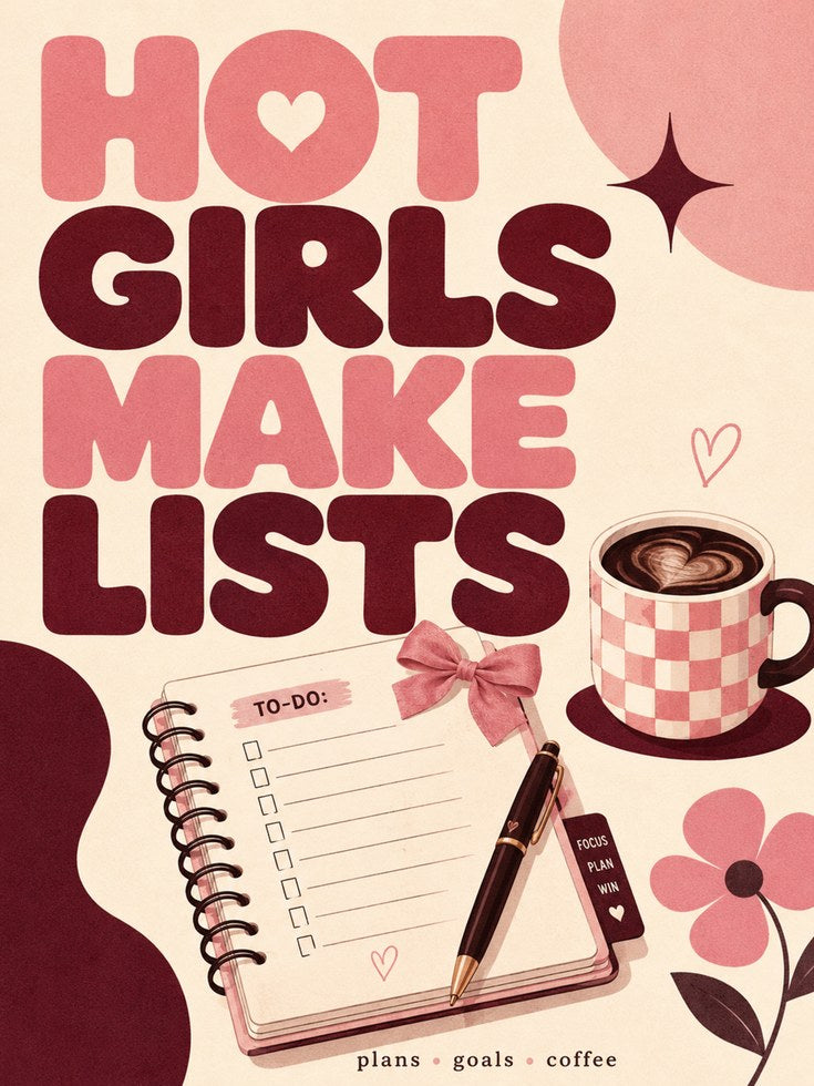 Hot Girls Make Lists Print: Retro Typography - artwork on paper