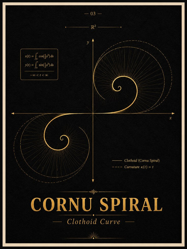 Mathematical Wall Art – Cornu Spiral Print - artwork on paper
