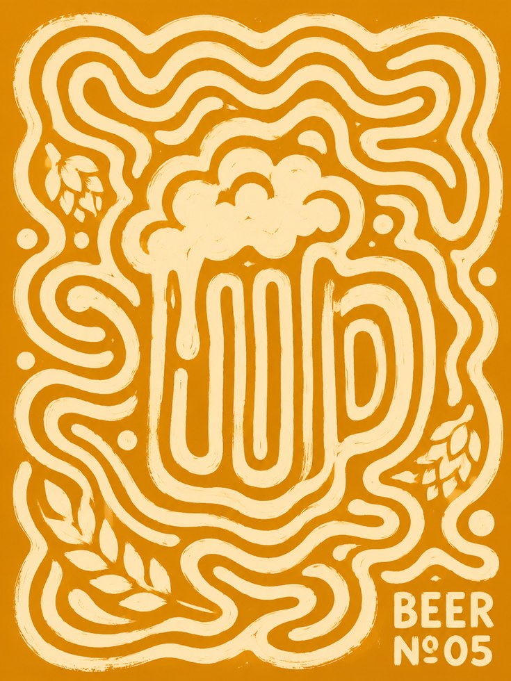 Beer Wall Art – Retro Bar Print - artwork on paper