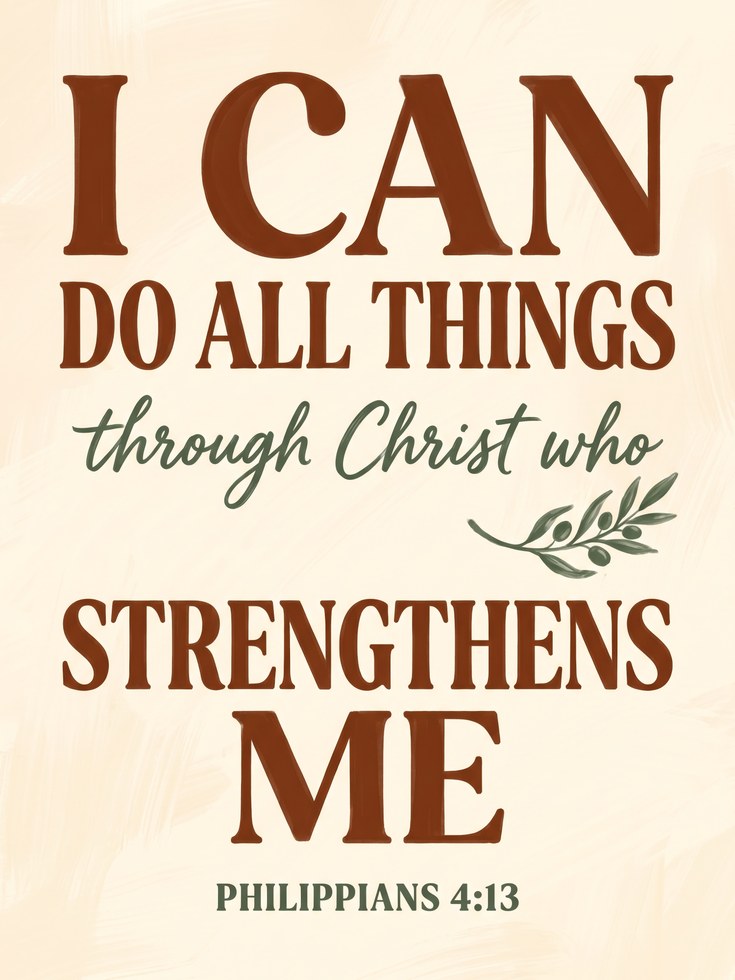 Scripture Wall Art: Philippians 4 13 Bible Verse (Multiple Sizes) - artwork on paper