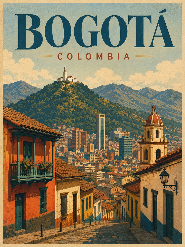 Bogota Travel Poster – Colombia Wall Art - artwork on paper