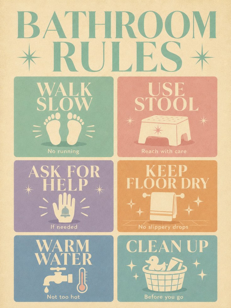 Bathroom Rules Wall Art - artwork on paper
