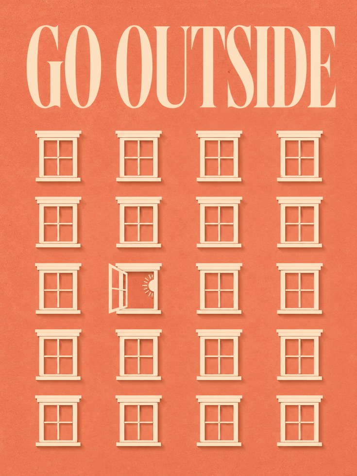 Go Outside Print – Coral Building Facade - artwork on paper