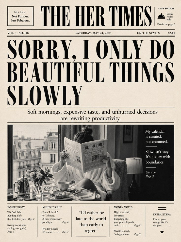 The Her Times Newspaper Art Print: Vintage Typography Poster - artwork on paper