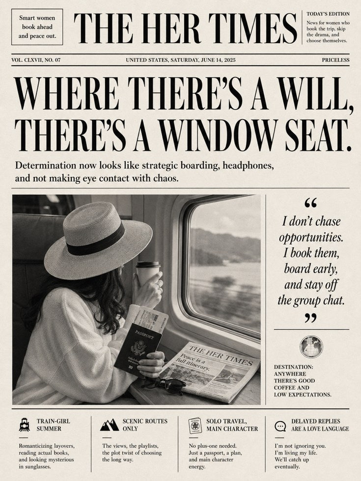 The Her Times Newspaper Art Print: Vintage Travel Poster Design - artwork on paper