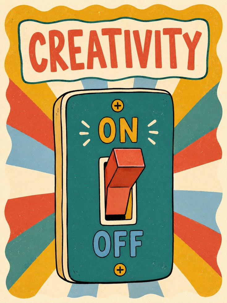 Creativity Wall Art – Retro Light Switch Print - artwork on paper