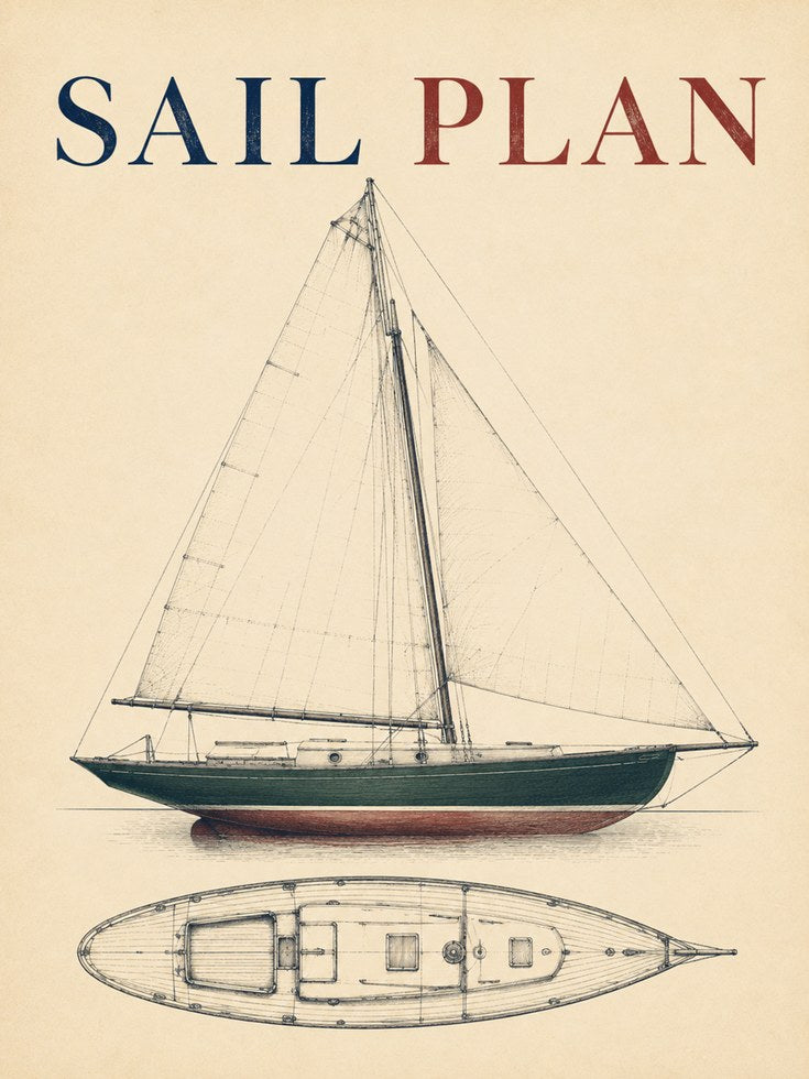 Sailboat Wall Art – Nautical Print - artwork on paper