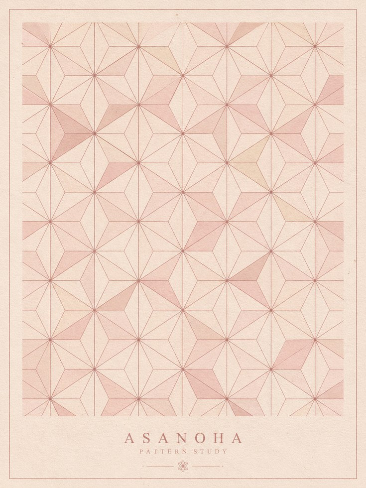 Asanoha Pattern Print: Japanese Geometric Hemp Leaf Art - artwork on paper