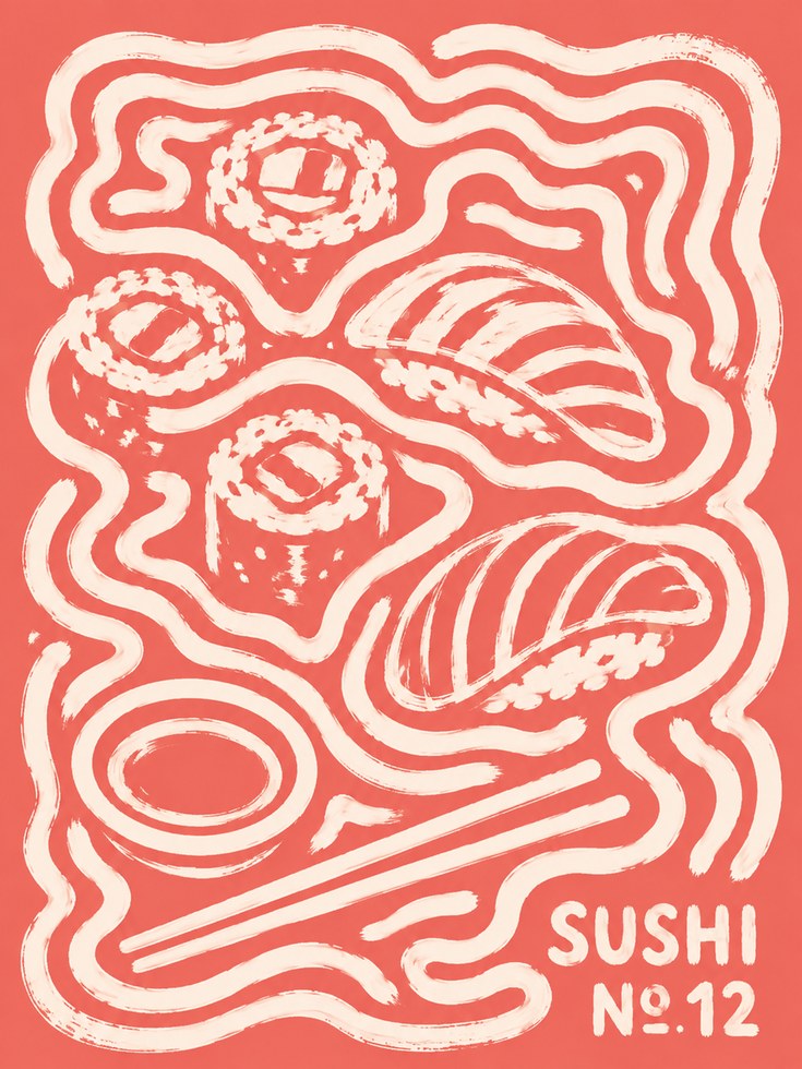 Sushi Wall Art – Japanese Kitchen Decor - artwork on paper