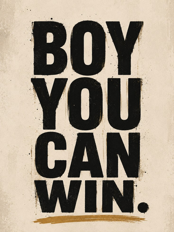 Boy You Can Win Motivational Print: Vintage Typography Poster - artwork on paper