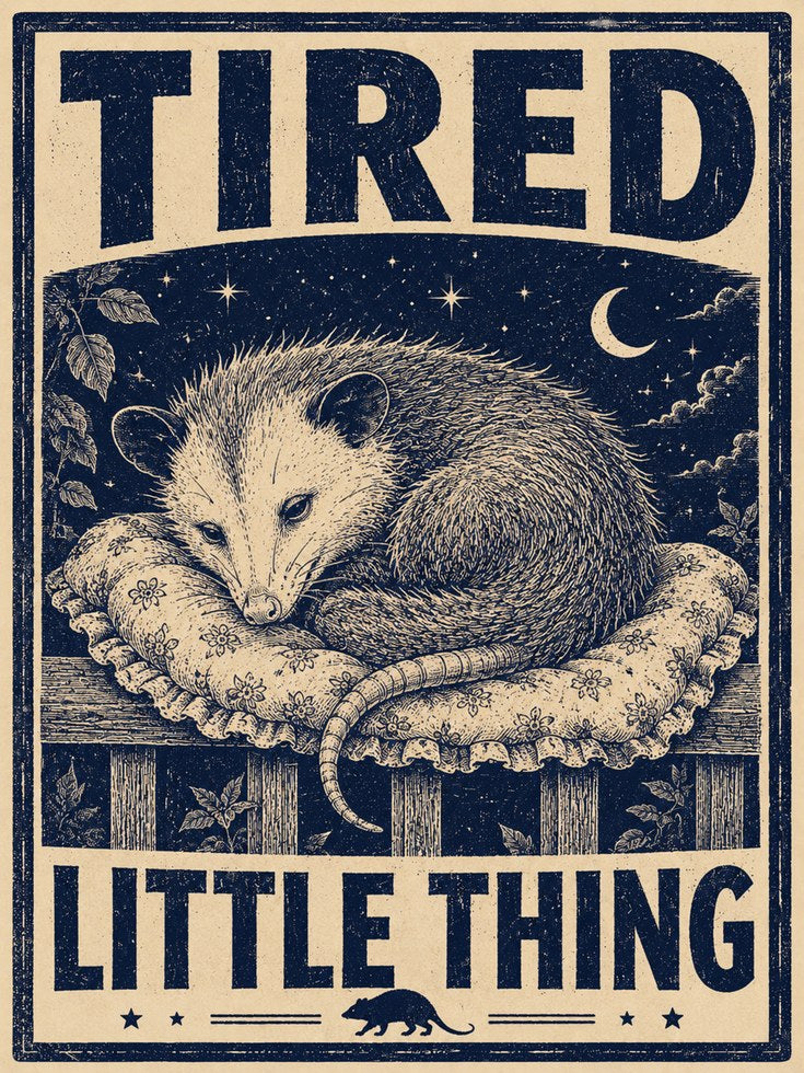 Tired Little Thing Possum Print - artwork on paper