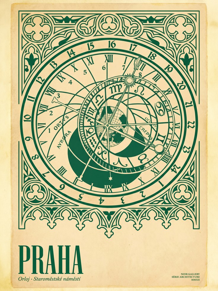 Prague Astronomical Clock Print - artwork on paper
