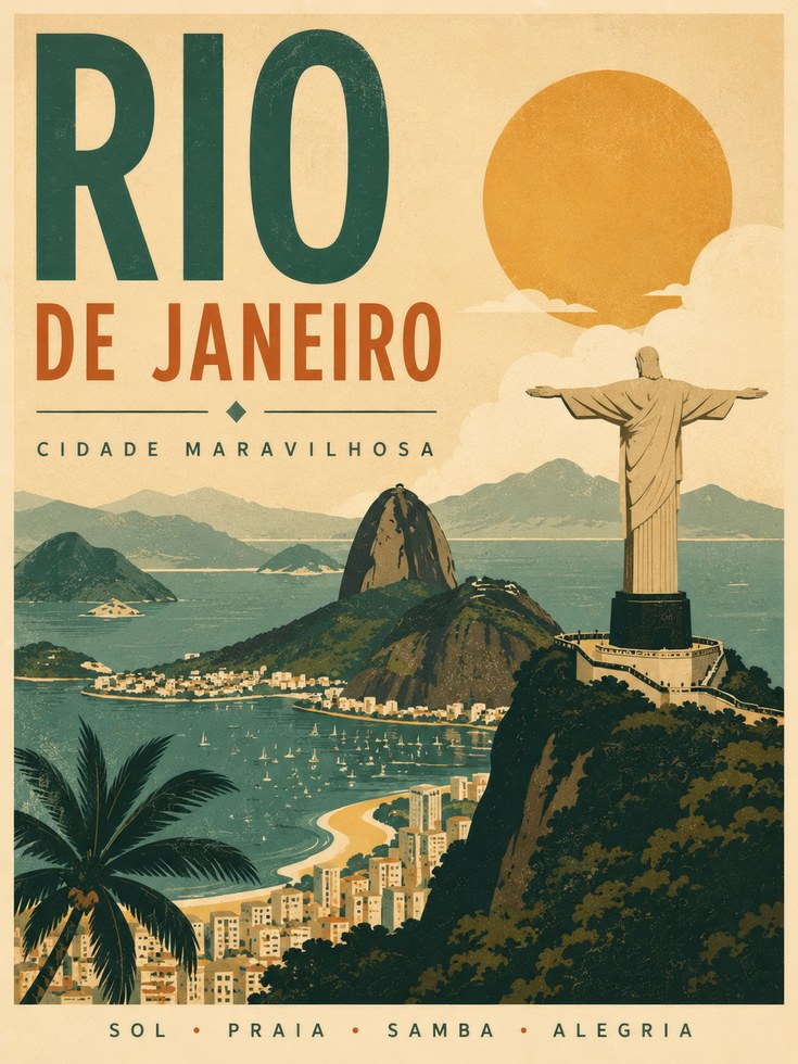 Rio de Janeiro Poster – Vintage Travel Print - artwork on paper
