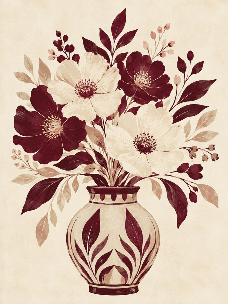 Floral Vase Wall Art - artwork on paper