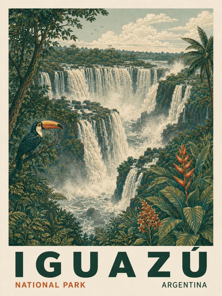 Iguazu Falls Poster – Argentina Travel Print - artwork on paper