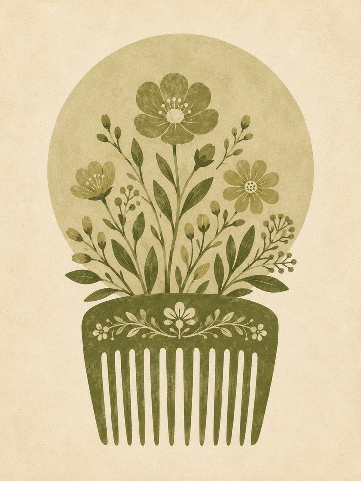 Botanical Hair Comb Print - artwork on paper