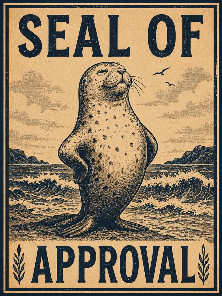 Seal Wall Art: Vintage Ocean Animal - artwork on paper