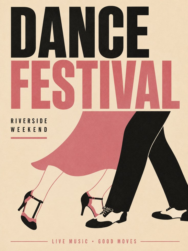 Dance Festival Poster: Retro Mid-Century Modern Wall Art - artwork on paper