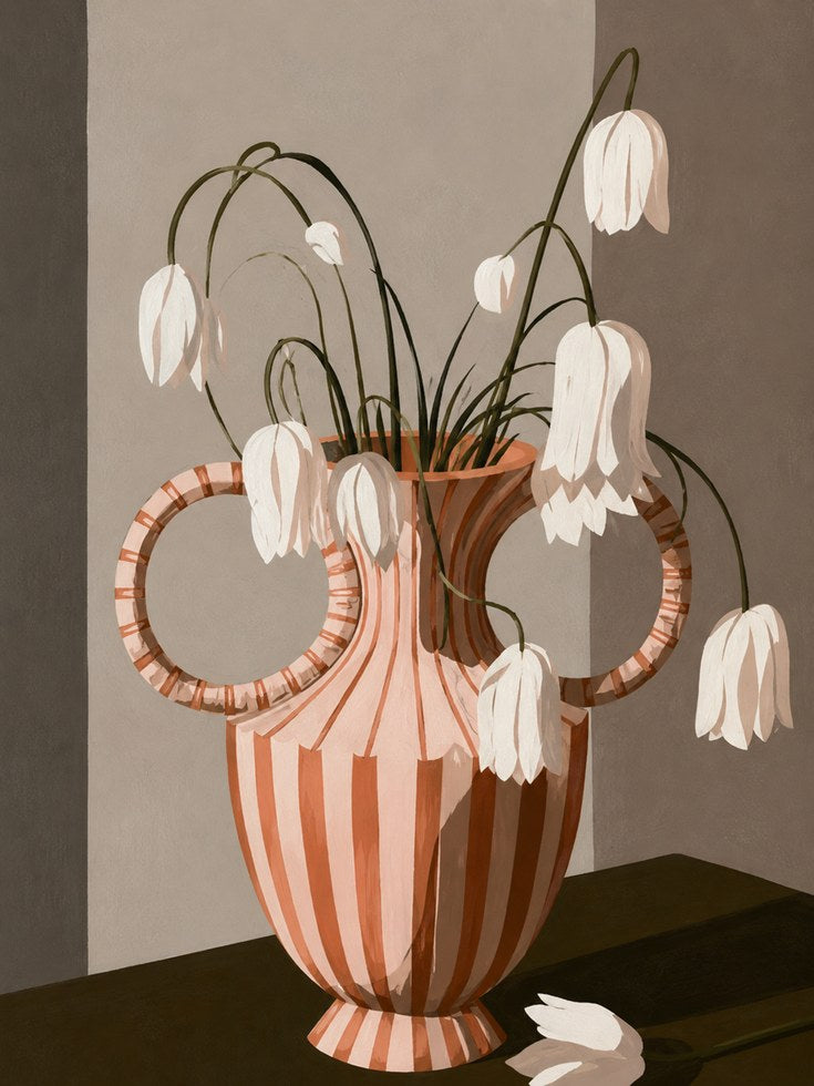 Floral Vase Wall Art – Botanical Print - artwork on paper