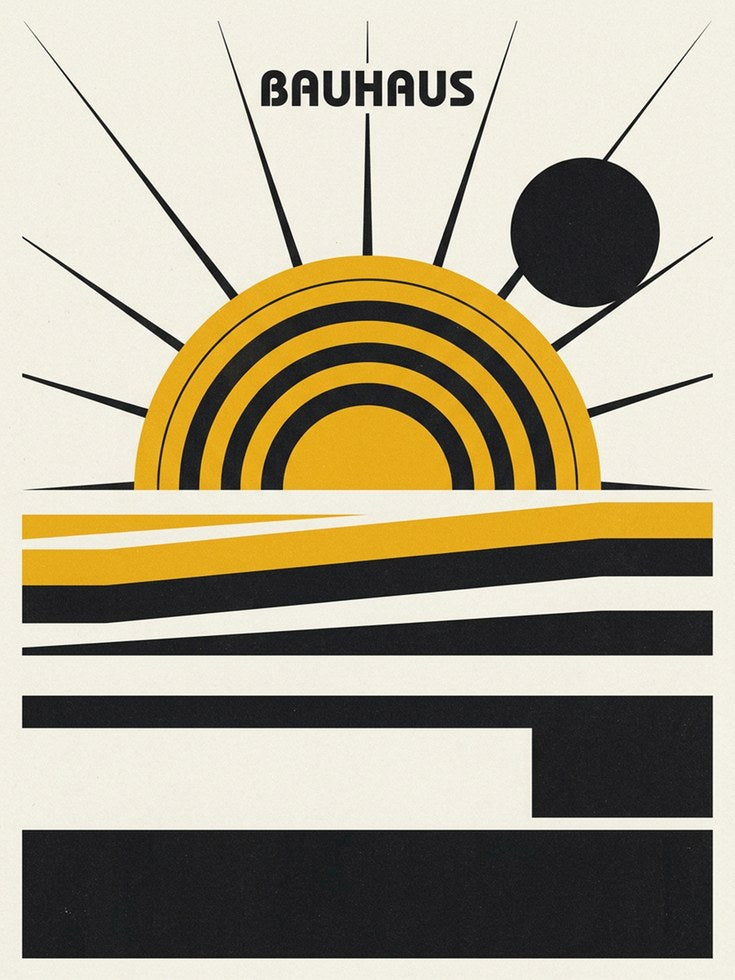 Bauhaus Geometric Sunrise Print - artwork on paper