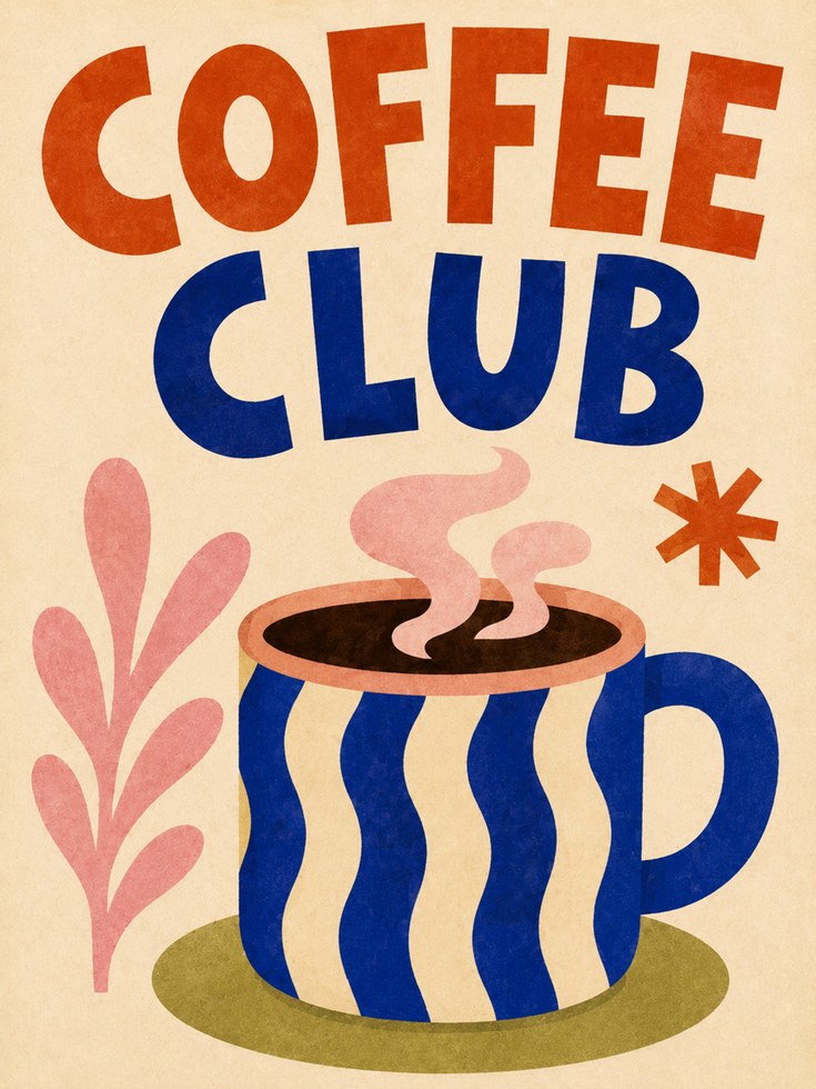 Coffee Bar Wall Art – Retro Kitchen Print - artwork on paper
