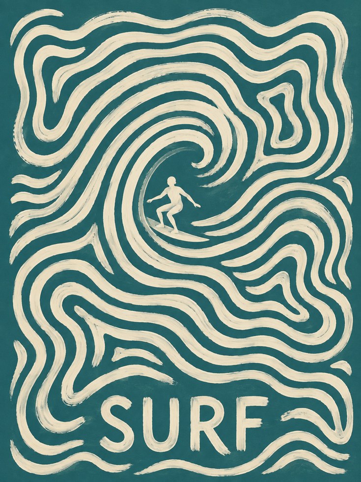 Surf Wall Art – Vintage Surfing Poster - artwork on paper