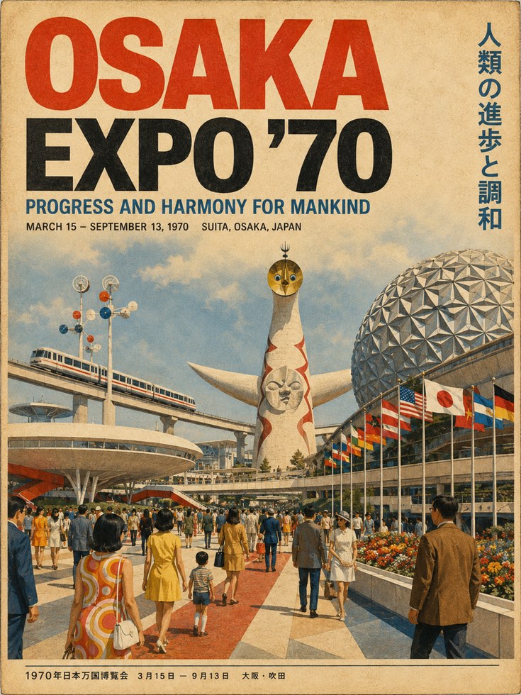 Vintage Expo Poster – Retro Japan Travel Print - artwork on paper