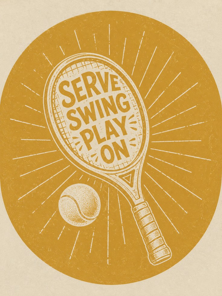 Vintage Tennis Poster – Retro Style - artwork on paper