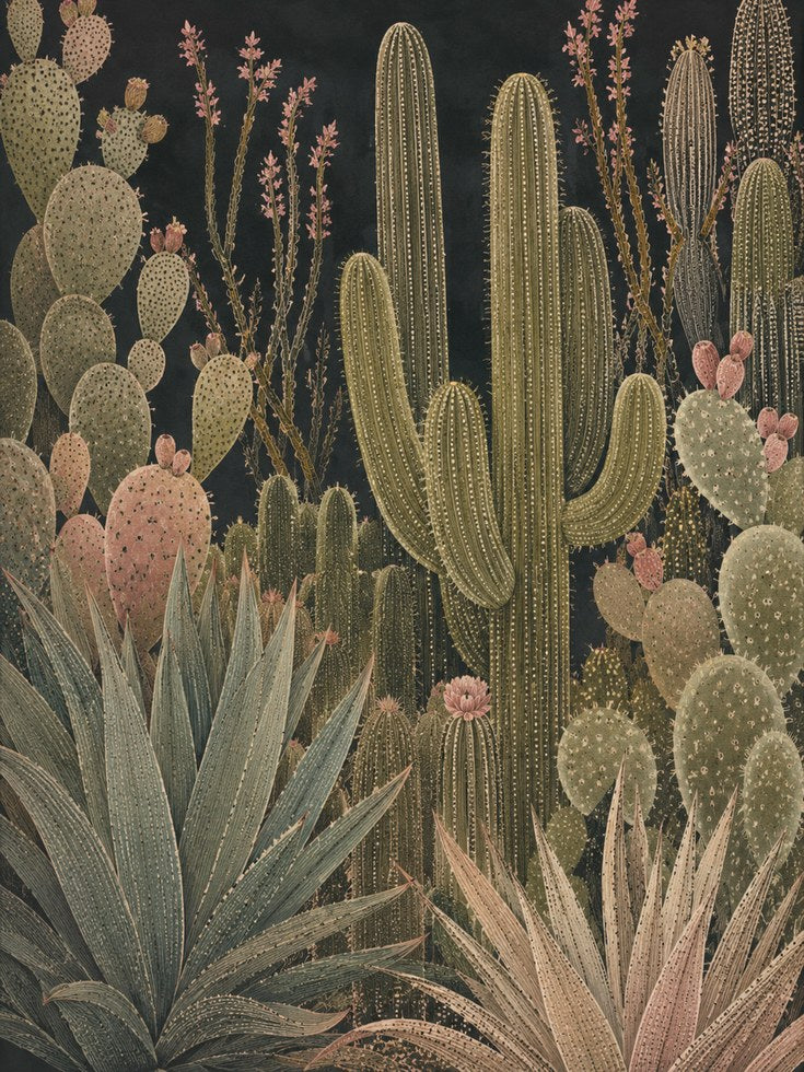 Cactus Wall Art – Vintage Botanical Print - artwork on paper