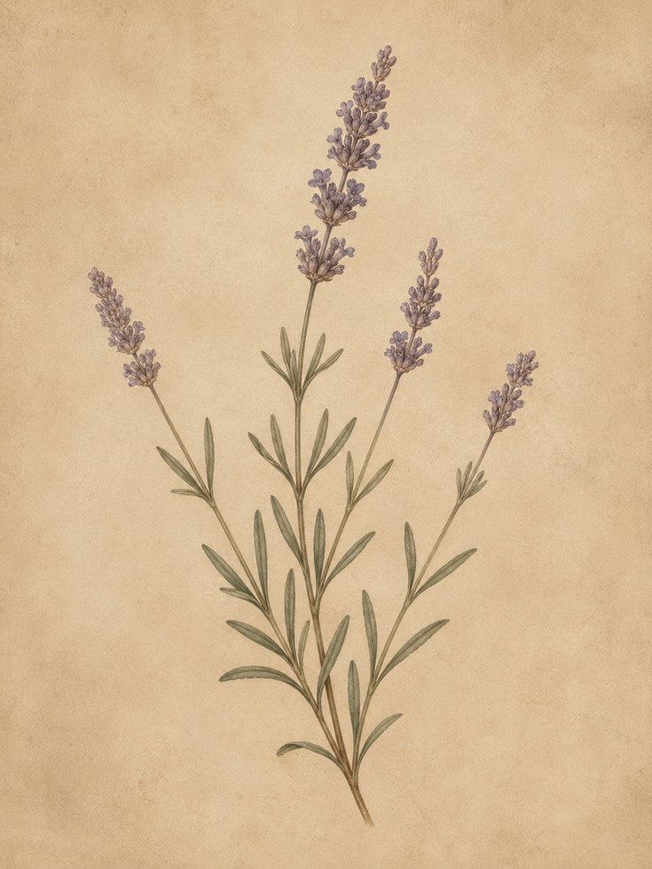 Lavender Botanical Print — Vintage Pressed Flower Illustration - artwork on paper