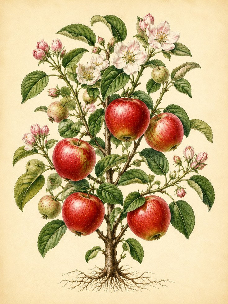 Apple Tree Botanical Print: Vintage Scientific Illustration - artwork on paper