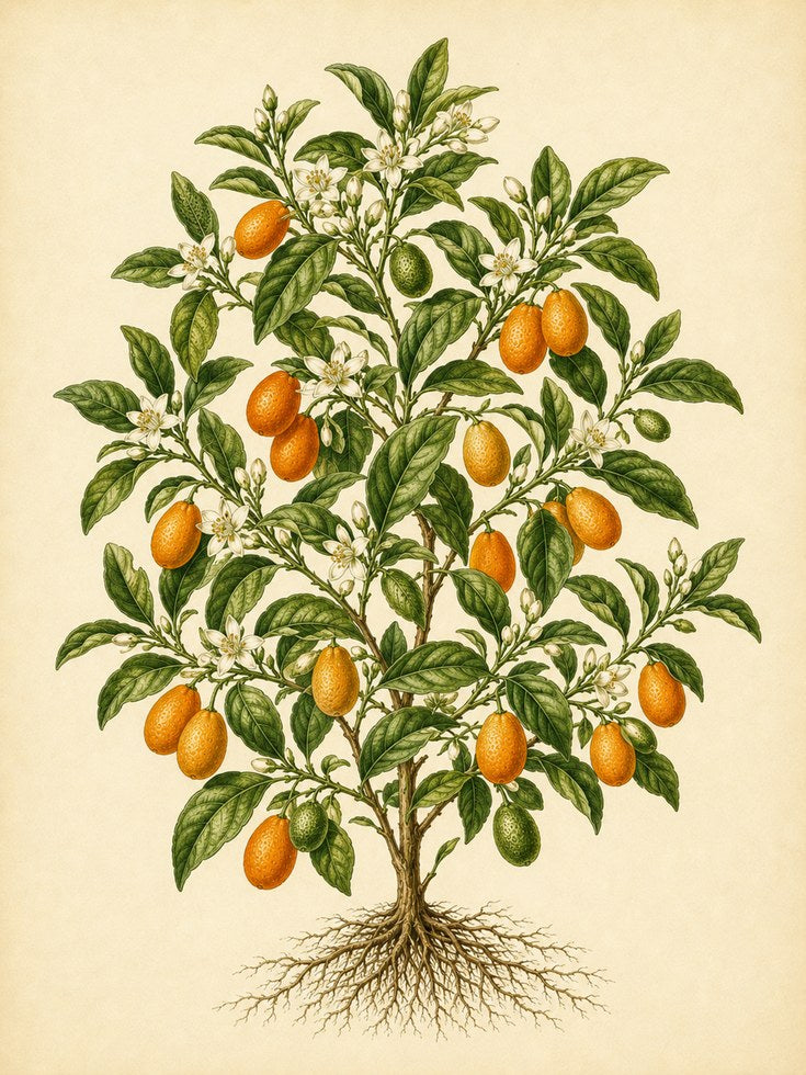 Vintage Citrus Tree Botanical Print — Antique Oranges Illustration - artwork on paper
