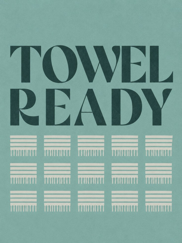 Towel Ready Bathroom Print: Retro Typography - artwork on paper