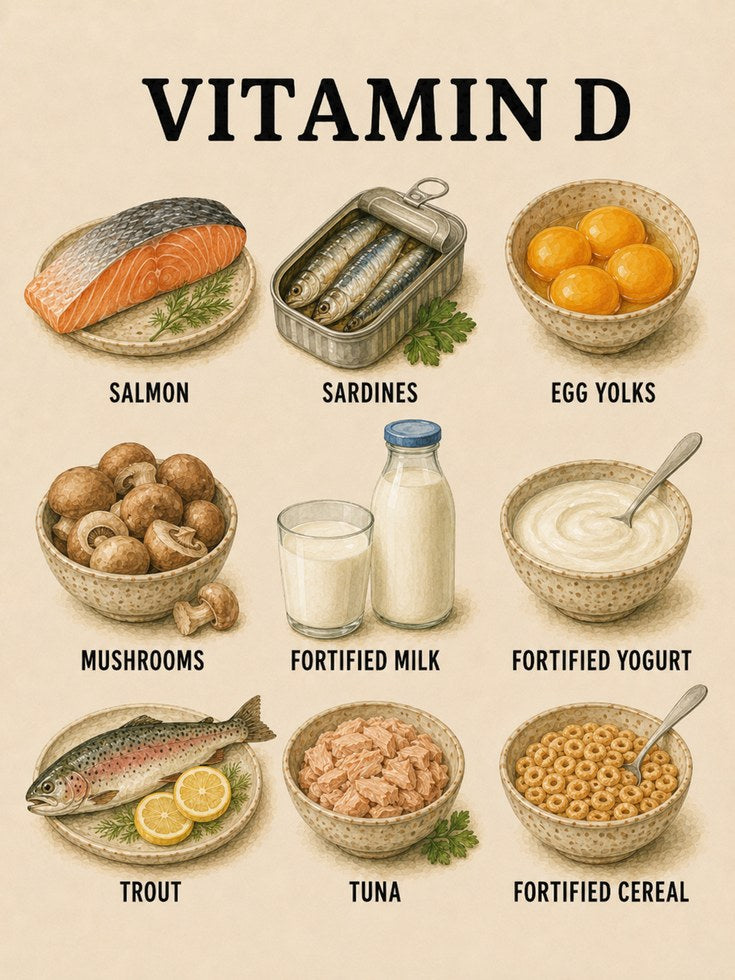 Vitamin D Foods Poster – Kitchen Wall Art - artwork on paper