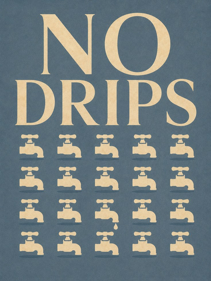 Vintage Bathroom Print – No Drips Faucets - artwork on paper