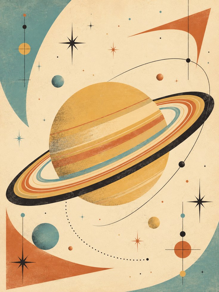 Retro Space Wall Art - artwork on paper