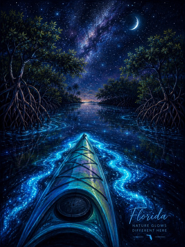 Kayak Night Sky Print – Starry Water Wall Art - artwork on paper