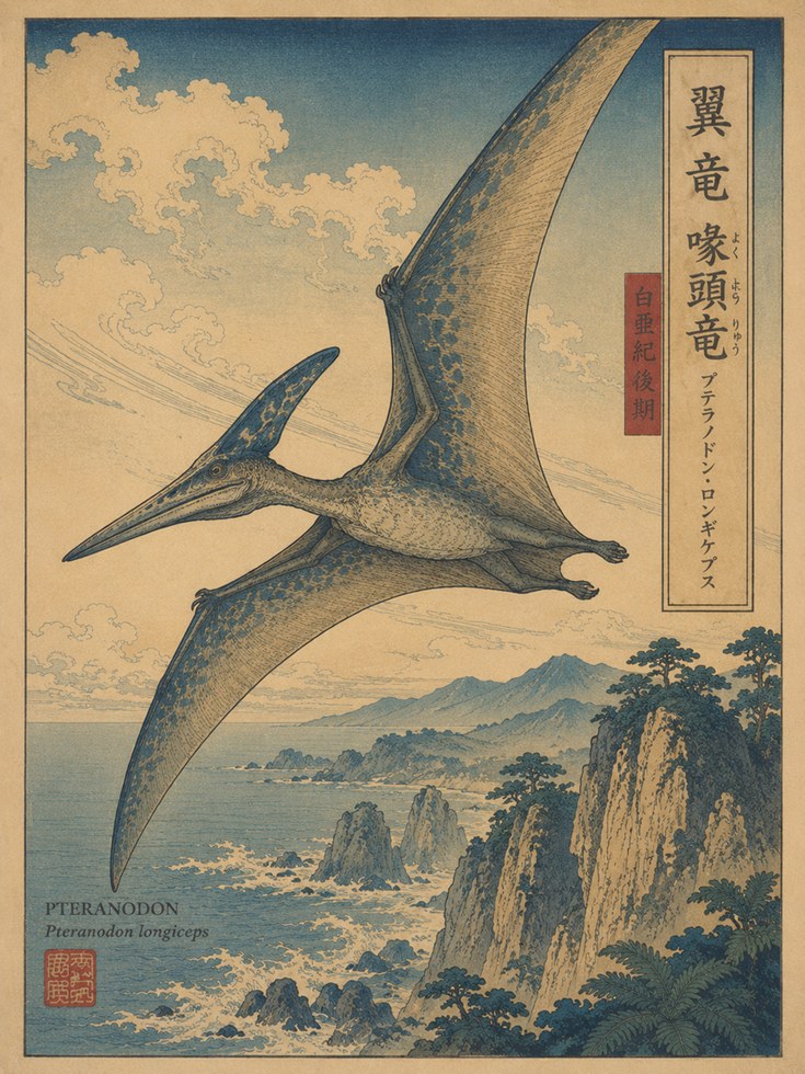 Pteranodon Ukiyo-e Print - artwork on paper