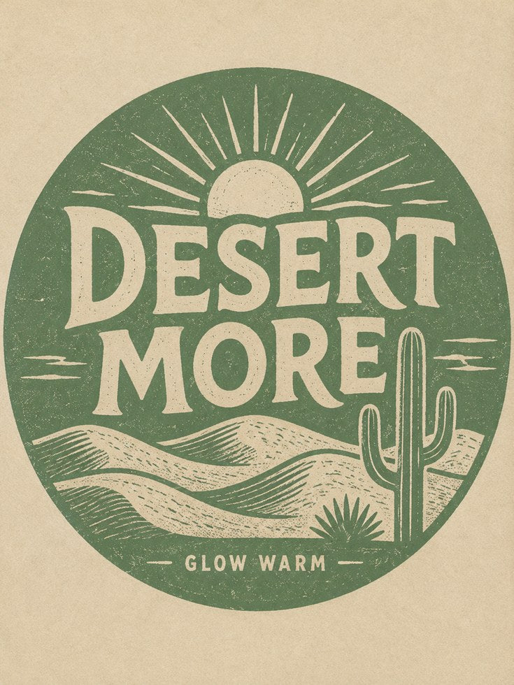 Desert More Vintage Typography Print: Retro Green Southwest Art - artwork on paper