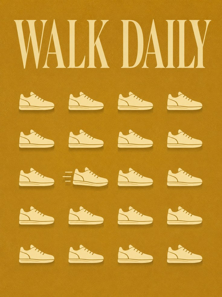 Motivational Fitness Print: Retro Sneakers on Mustard Yellow - artwork on paper
