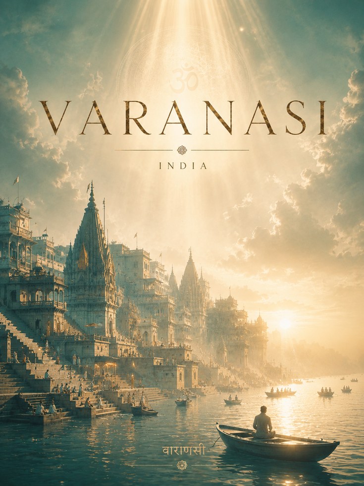 Varanasi Travel Poster – India Print - artwork on paper