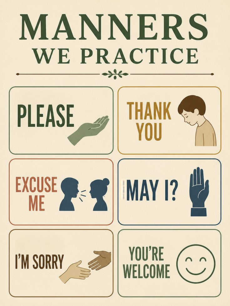 Manners Poster – Good Manners Wall Art - artwork on paper