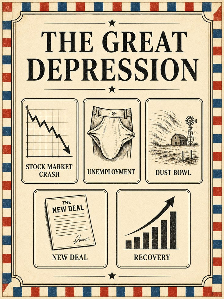 Great Depression Poster – American History Print - artwork on paper